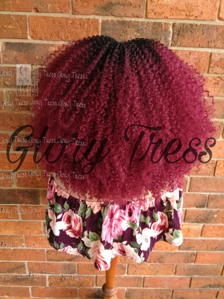 ON SALE // Kinky Curly Lace Front Wig, Big Curly Afro Wig, Ombre Burgundy Wig //GRAND - Glory Tress