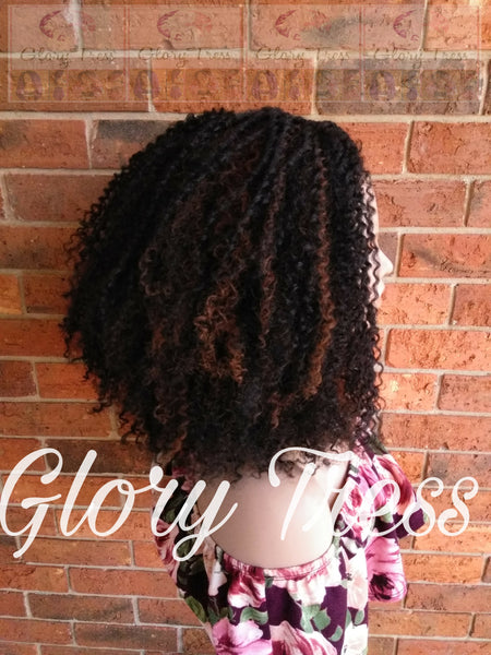 Kinky Curly Lace Front Wig, Big Curly Afro Wig, Black Wig With Auburn Highlights, Curly Wig, ON SALE // GRAND - Glory Tress