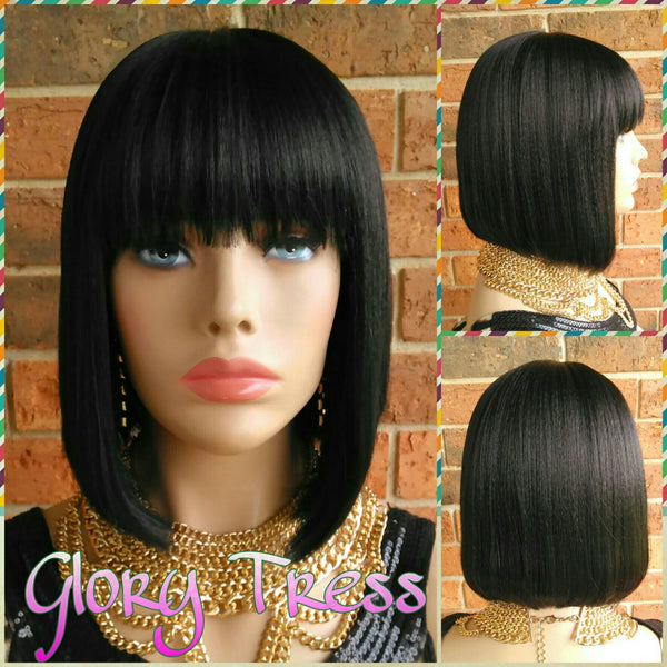 Wig, China Bob Wig, Glory Tress Wigs, 100% Human Hair Blend Wig, Short & Straight Full Wig, Yaki Straight Wig, ON SALE // EGYPTIAN