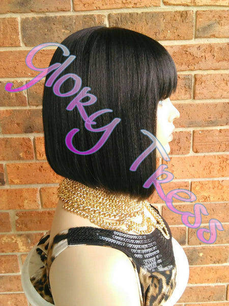 Wig, China Bob Wig, Glory Tress Wigs, 100% Human Hair Blend Wig, Short & Straight Full Wig, Yaki Straight Wig, ON SALE // EGYPTIAN