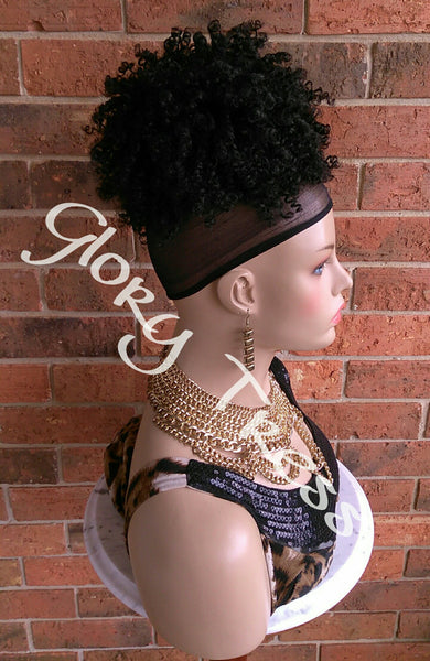 ON SALE // Kinky Curly Afro Drawstring Ponytail, Black Ponytail Extensions, African American Hairstyle // Lily - Glory Tress