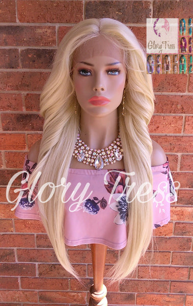 Lace Front Wig - Wigs - Glory Tress - Human Hair Blend - Curly Wig - Platinum Blonde Wig - Blonde Wig - Free Parting - ON SALE // MARY