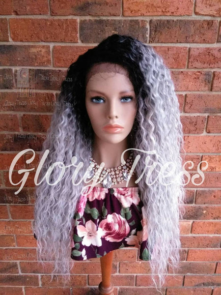 READY To SHIP // Silver Gray Lace Front Wig, Long Deep Wavy Wig, Ombre Platinum Silver Wig, Wigs, Soft Swiss Lace // STORMY