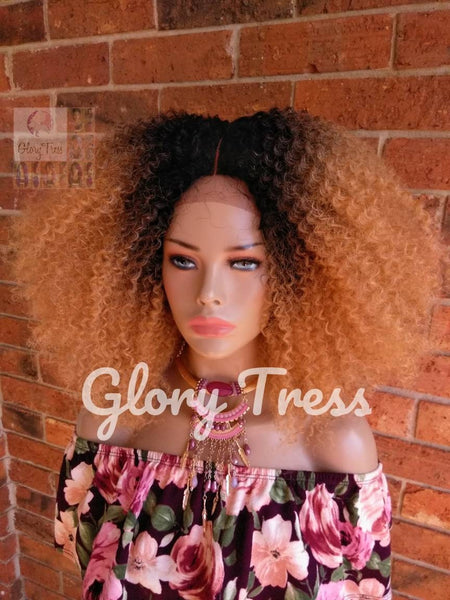 Kinky Curly Lace Front Wig, Big Curly Afro Wig, Ombre Blonde Wig // ABUNDANTLY