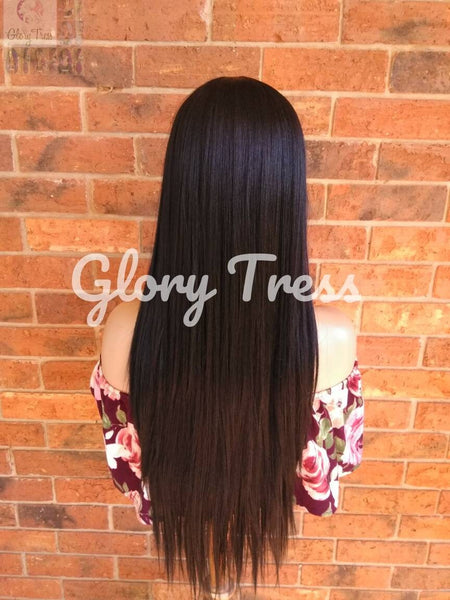 Wig, China Bangs Wig, Full Cap Wig, 100% Human Hair Blend Wig, Straight Wig, Black Wig // EGYPT