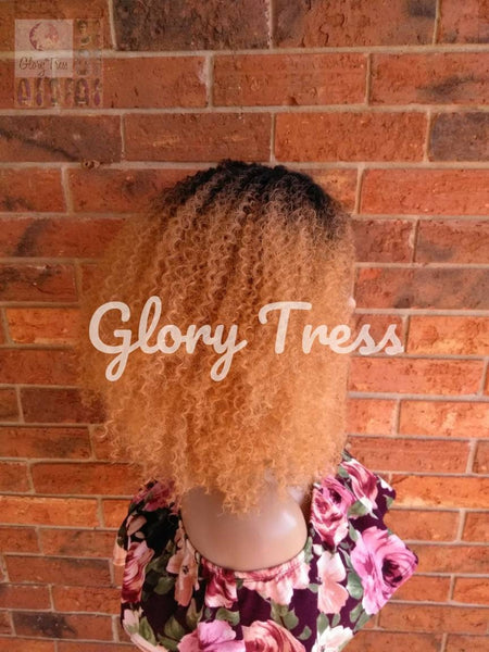 Kinky Curly Lace Front Wig, Big Curly Afro Wig, Ombre Blonde Wig // ABUNDANTLY