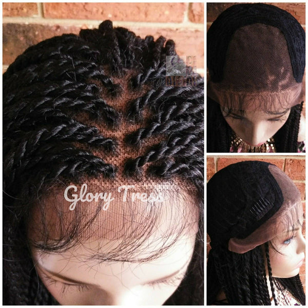 Senegalese Twists Braided Lace Front Wig, African American Wig, Hand-Braided Senegal Wig, 4x4 Free Parting, ON SALE // BELOVED3