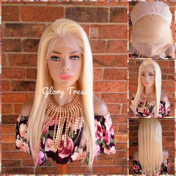 Blonde Lace Front Wig, Wigs, Human Hair Wig, 100% Brazilian Remy Wig, 613 Blonde, 13x4 Free Parting, 10"-24" Custom Wig// FERVENT2