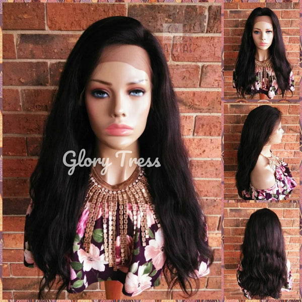 Black Wavy Lace Front Wig 100% Brazilian Virgin Human Hair Wig  Glory Tress Wigs Free Parting Closure - SABBATH
