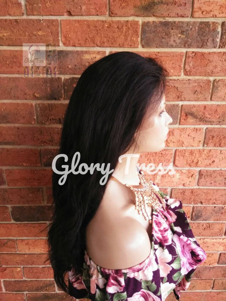 Black Wavy Lace Front Wig 100% Brazilian Virgin Human Hair Wig  Glory Tress Wigs Free Parting Closure - SABBATH
