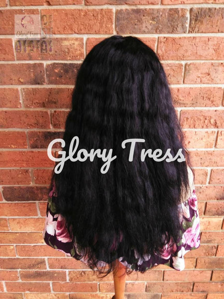 Long Wavy Full Wig, 100% Brazilian Virgin Remy Human Hair, Wig With Bangs, Wet and Wavy Wig, Black Wig // ADMIRE