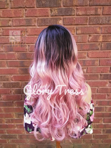 Curly Lace Front Wig, Ombre Wig, Ombre Pink Wig, Glory Tress, READY To SHIP // RENEW
