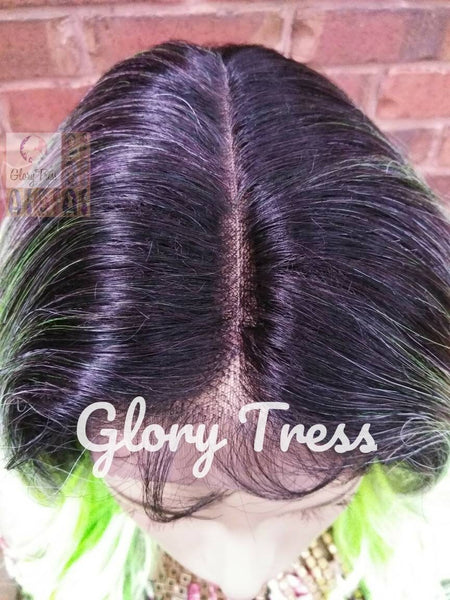 Neon Green Lace Front Wig, Ombre Green Wig, Halloween Wig, Glory Tress Wig, Curly Green Wig, Wig With Baby Hair, ON SALE //GLOW
