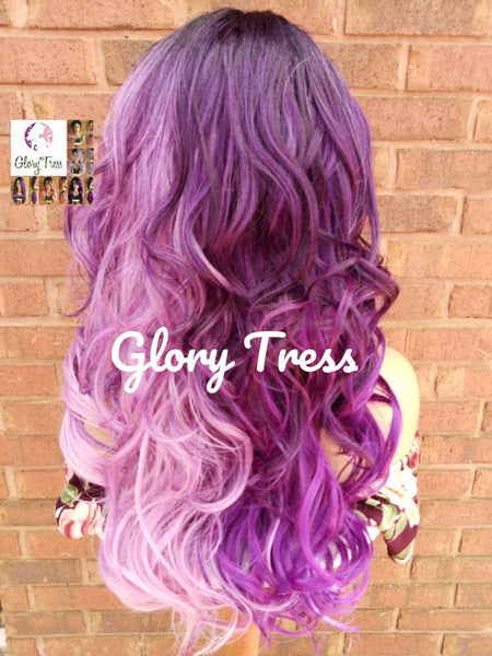 Lace Front Wig - Ombre Wig - Ombre Purple Wig - Purple Wig - Lavender Wig - Curly Lace Front Wig // SALVATION