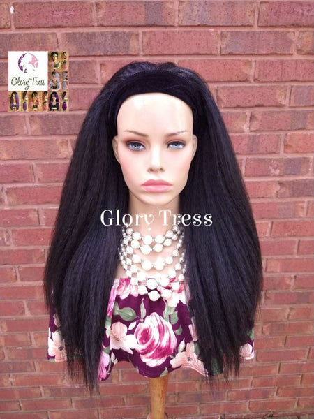 Headband Half Wig -  Yaki Straight Half Wig - Beginner  Friendly Wig, Glory Tress Wigs - African American Wig // SECURE