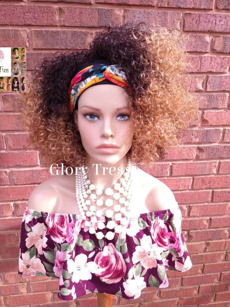Headband Half Wig -  Kinky Curly Wig - Ombre Wig - Beginner Friendly Wig - Glory Tress Wigs - African American Wig // TRUST 3