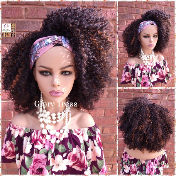Headband Half Wig -  Kinky Curly Wig - Black Wig - Beginner Friendly Wig - Glory Tress Wigs - African American Wig // HAPPY