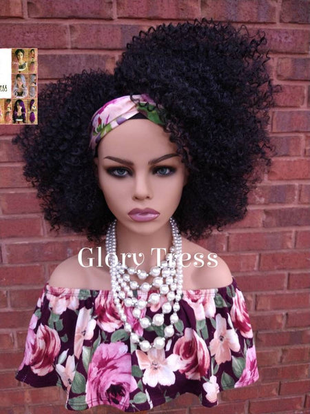 Headband Half Wig -  Kinky Curly Wig - Black Wig - Beginner Friendly Wig - Glory Tress Wigs - African American Wig // DESTINY