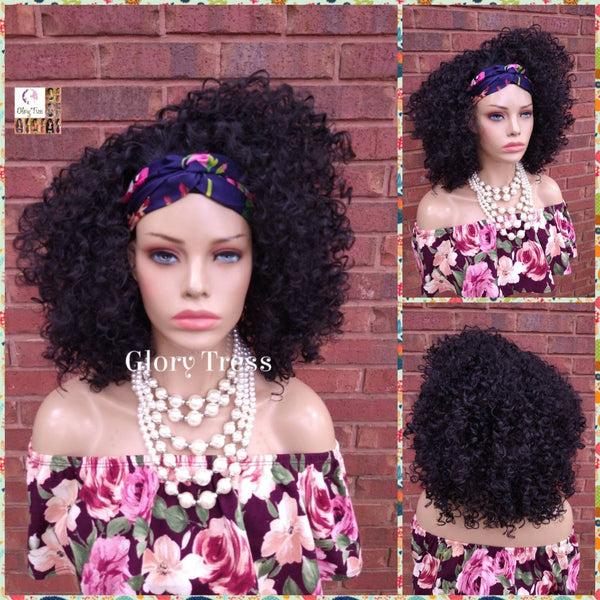 Headband Half Wig -  Kinky Curly Wig - Black Wig - Beginner Friendly Wig - Glory Tress Wigs - African American Wig // PROSPER