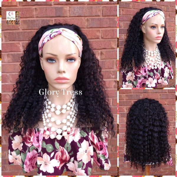 Headband Half Wig, 100% Human Remy Hair - Kinky Curly Wig - Black Wig - Glory Tress Wigs - African American Wig // FAITH