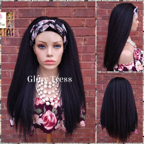 Headband Half Wig -  Yaki Straight Half Wig - Beginner  Friendly Wig, Glory Tress Wigs - African American Wig // SECURE