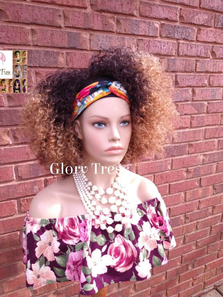 Headband Half Wig -  Kinky Curly Wig - Ombre Wig - Beginner Friendly Wig - Glory Tress Wigs - African American Wig // TRUST 3