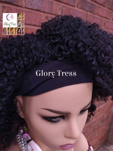 Headband Half Wig -  Kinky Curly Wig - Black Wig - Beginner Friendly Wig - Glory Tress Wigs - African American Wig // DESTINY