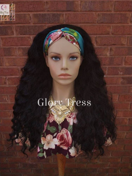 Headband Half Wig -  Wavy Wig - Black Wig - Beginner Friendly Wig - Glory Tress Wigs - African American Wig // HOPEFUL