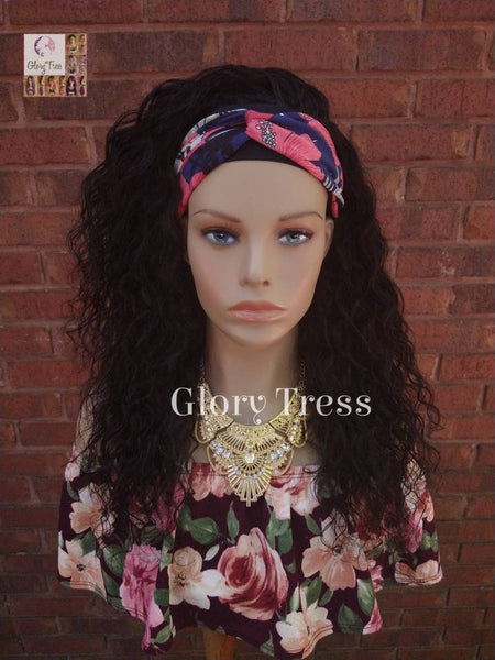 Headband Half Wig, 100% Human Remy Hair - Loose Wavy Wig - Black Wig - Glory Tress Wigs - African American Wig // HOPE