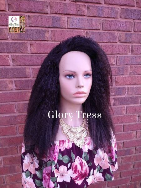 Kinky Straight Half Wig, 100% Human Hair, Natural Yaki Straight Wig, African American Wig, ON SALE //  GENUINE