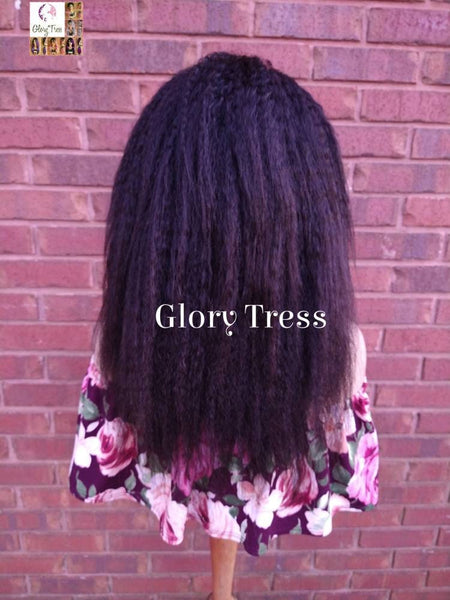 Kinky Straight Half Wig, 100% Human Hair, Natural Yaki Straight Wig, African American Wig, ON SALE //  GENUINE