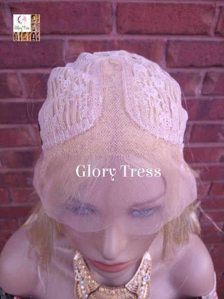 Wavy Blonde Lace Front Wig | 100% Brazilian Remy  Human Hair Wig | Glory Tress, Alopecia Chemo Wig, Affordable Wig, Hairloss / DIVINE