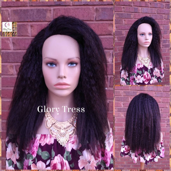 Kinky Straight Half Wig, 100% Human Hair, Natural Yaki Straight Wig, African American Wig, ON SALE //  GENUINE