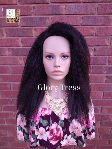 Kinky Straight Half Wig, 100% Human Hair, Natural Yaki Straight Wig, African American Wig, ON SALE //  GENUINE