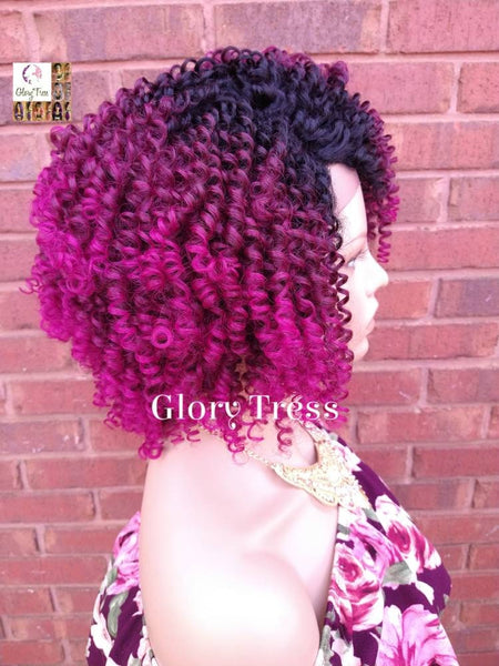 Lace Front Wig, Kinky Curly Wig, Curly Afro Wig, Ombre Pink Wig, Glory Tress, African American Wig, Ready To Ship // ZIPPORAH