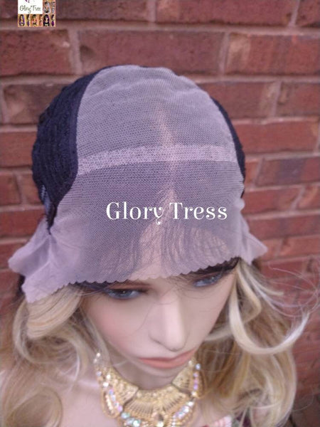 13x6 Wavy Lace Frontal Wig Ombre Blonde Wig Money Piece Highlights  Human Blend Wig Glory Tress Wigs Alopecia Chemo Wig - GLOW