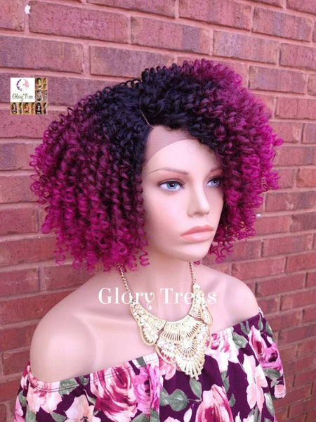 Lace Front Wig, Kinky Curly Wig, Curly Afro Wig, Ombre Pink Wig, Glory Tress, African American Wig, Ready To Ship // ZIPPORAH