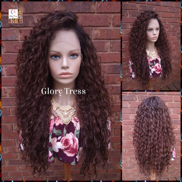 Curly Lace Front Wig, Human Hair Blend, 13X6 Free Parting, HD Lace Frontal, Glory Tress, Brown Wig, Ready The Ship // JOY