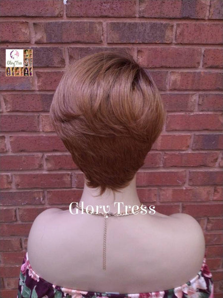 Short Razor Cut Wig, Full Cap Wig, Pixie Cut, 100% Human Hair Wig, Ombre Auburn Wig, African American Wig, ON SALE //RENEW