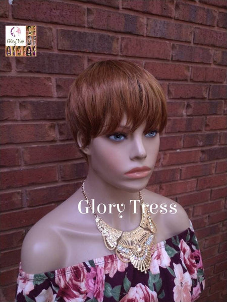Short Razor Cut Wig, Full Cap Wig, Pixie Cut, 100% Human Hair Wig, Ombre Auburn Wig, African American Wig, ON SALE //RENEW