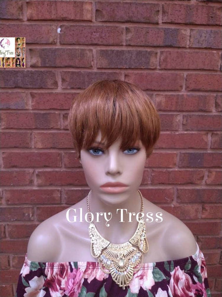 Short Razor Cut Wig, Full Cap Wig, Pixie Cut, 100% Human Hair Wig, Ombre Auburn Wig, African American Wig, ON SALE //RENEW