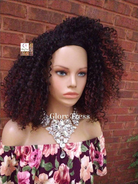 Kinky Curly Wig,  Curly Half Wig, Big Natural Afro Wig, African American Wig, Glory Tress // YOU'RE GORGEOUS