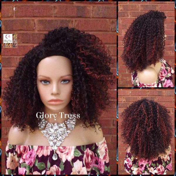 Kinky Curly Wig,  Curly Half Wig, Big Natural Afro Wig, African American Wig, Glory Tress // YOU'RE GORGEOUS