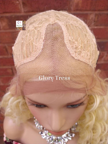 Curly Lace Front Wig, Wigs, 613 Platinum Blonde Wig,  Blonde Curly Wig, Glory Tress, READY To SHIP // MIRACLE