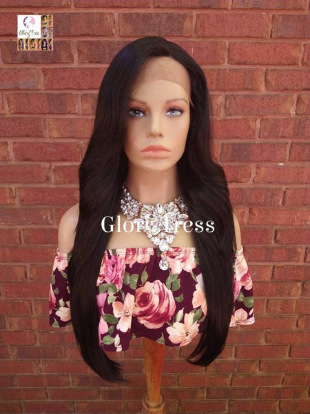 Straight Lace Front Wig, Straight Wig, Human Hair Blend Wig, Black Wig, 13 x 4 Free Parting//KNOWLEDGE