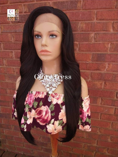Straight Lace Front Wig, Straight Wig, Human Hair Blend Wig, Black Wig, 13 x 4 Free Parting//KNOWLEDGE