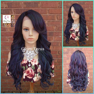 Curly Lace Front Wig, Ombre Oil Slick Rainbow Hair, Glory Tress, Dark Rooted Bombshell Wig, On Sale // SALVATION