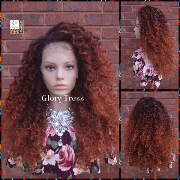 Lace Front Wig, Curly Wig, Human Hair Blend, 13X6 Free Parting, HD Lace Frontal, Glory Tress, Copper Wig, On Sale // JOYFUL