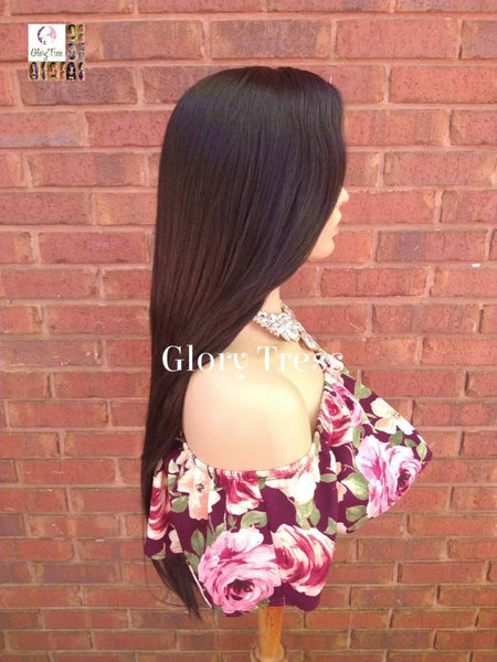 Straight Lace Front Wig, Straight Wig, Human Hair Blend Wig, Black Wig, 13 x 4 Free Parting//KNOWLEDGE