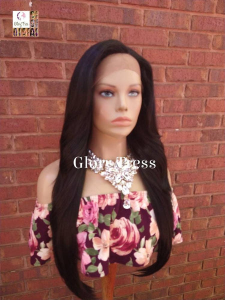 Straight Lace Front Wig, Straight Wig, Human Hair Blend Wig, Black Wig, 13 x 4 Free Parting//KNOWLEDGE